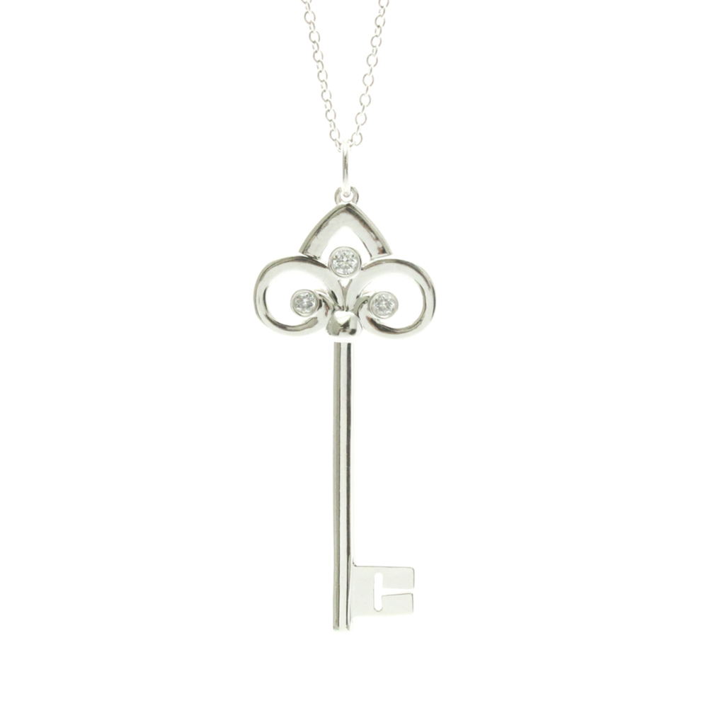 Tiffany Crown Key Diamond Necklace White Gold (18K) Diamond Men,Women Fashion...